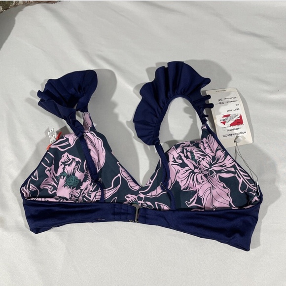 NWT Maaji [ Large ] Blue Depth Halles‎ Ruffle Lace-Up Reversible Bikini Top - Picture 7 of 11